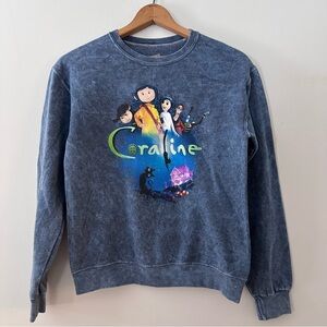 Coraline Film Poster Mineral Wash Girls Crewneck Sweater Laika Brand Size XS
